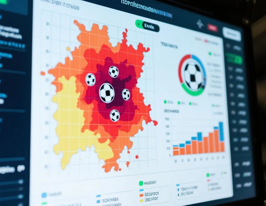 足球熱區與傳球統計畫面示意圖